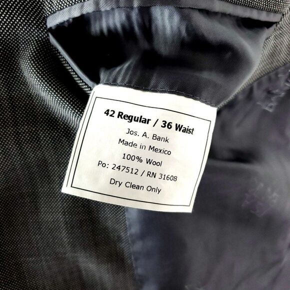 Jos A Bank Signature Gold Wool 2 Button Suit Jacket 40S White Black Sharkskin - Picture 8 of 11